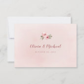 Sparkle roos gouden glitter en bloemenbruiloft RSV RSVP Kaartje (Achterkant)