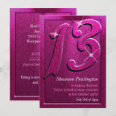 Sparkle roze 13th Birthday Party Invitations Kaart (Voorkant / Achterkant)