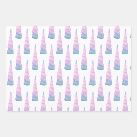 Sparkle Roze Blauwe Glam Eenhoorn Verjaardag Inpakpapier Vel (Voorkant 3)