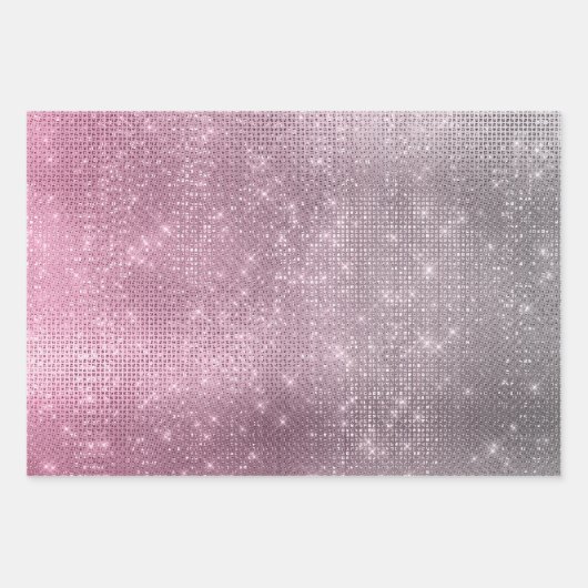 Sparkle Roze Blauwe Glam Eenhoorn Verjaardag Inpakpapier Vel (Voorkant 2)