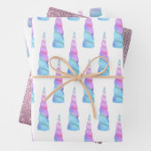 Sparkle Roze Blauwe Glam Eenhoorn Verjaardag Inpakpapier Vel (In situ)