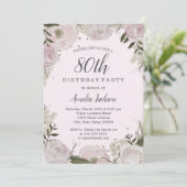 Sparkle Roze Bloemen 80ste Verjaardagsfeest Kaart (Staand voorkant)