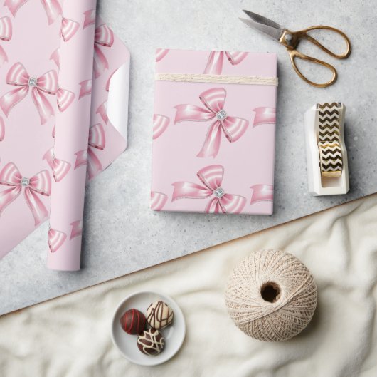Sparkle Roze Coquette Strik 1e Cadeaupapier (Crafts)