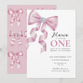 Sparkle Roze Coquette Strik 1e Kaart (Voorkant / Achterkant)