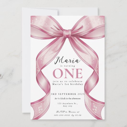 Sparkle Roze Coquette Strik 1ste Kaart (Voorkant)
