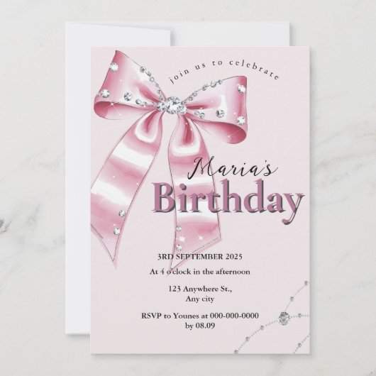 Sparkle Roze Coquette Strik 1ste Kaart (Voorkant)