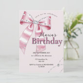 Sparkle Roze Coquette Strik 1ste Kaart (Staand voorkant)