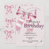 Sparkle Roze Coquette Strik 1ste Kaart (Voorkant / Achterkant)