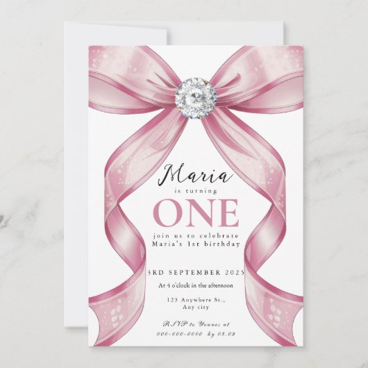 Sparkle Roze Coquette Strik 1ste Kaart (Voorkant)