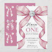 Sparkle Roze Coquette Strik 1ste Kaart (Voorkant / Achterkant)