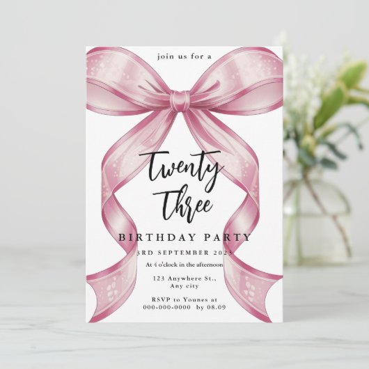 Sparkle Roze Coquette Strik Verjaardag Kaart (Staand voorkant)