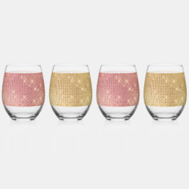 Sparkle Roze en Gouden Glam Wijnglas Zonder Voet