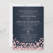 Sparkle Roze en Navy Confetti Gala Bruiloft Kaart (Voorkant)