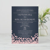 Sparkle Roze en Navy Confetti Gala Bruiloft Kaart (Staand voorkant)