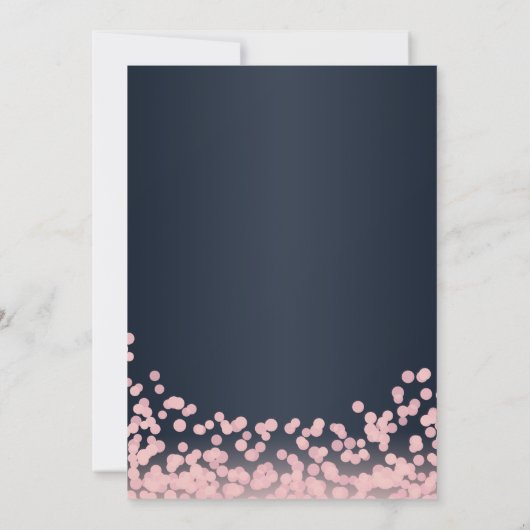 Sparkle Roze en Navy Confetti Gala Bruiloft Kaart (Achterkant)