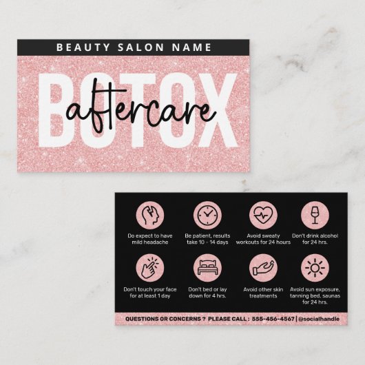 Sparkle Roze Glam Botox Nazorggids Visitekaartje (Voorkant / Achterkant)