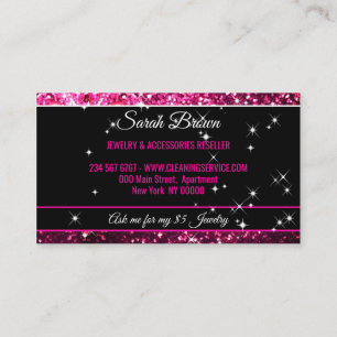 Sparkle roze Glitz Glam Starlust light Visitekaartje