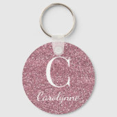 Sparkle roze Rose Gold Faux Glitter Monogram Sleutelhanger (Achterkant)