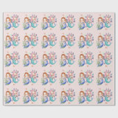 Sparkle Roze Waterverf Mermaid Wrapping Paper Cadeaupapier (Vlak)