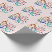 Sparkle Roze Waterverf Mermaid Wrapping Paper Cadeaupapier (Hoek)