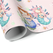 Sparkle Roze Waterverf Mermaid Wrapping Paper Cadeaupapier (Rol Hoek)