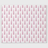 Sparkle Roze Witte Glam Eenhoorn Verjaardag Cadeaupapier (Vlak)