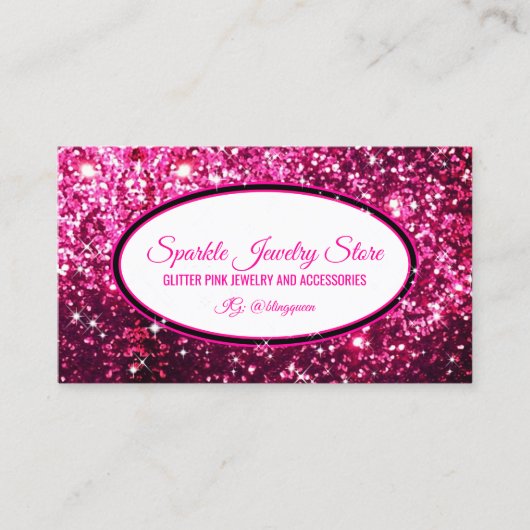 Sparkle Roze witte Glitz Glam Starlust licht Visitekaartje (Voorkant)