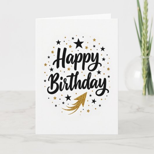 Sparkle Script Verjaardagskaart Kaart (Voorkant)