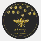 Sparkle Sequin gouden honingbij Ronde Sticker (Voorkant)