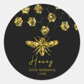 Sparkle Sequin gouden honingbij Ronde Sticker (Voorkant)