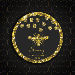 Sparkle Sequin gouden honingbij Ronde Sticker