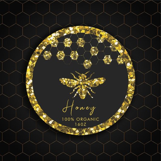 Sparkle Sequin gouden honingbij Ronde Sticker