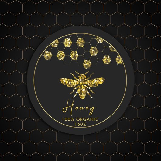 Sparkle Sequin gouden honingbij Ronde Sticker