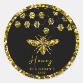 Sparkle Sequin gouden honingbij Ronde Sticker (Voorkant)