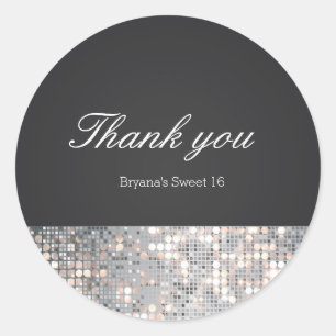 Sparkle Sequins Glam Zwart Bruiloft Favor Stickers
