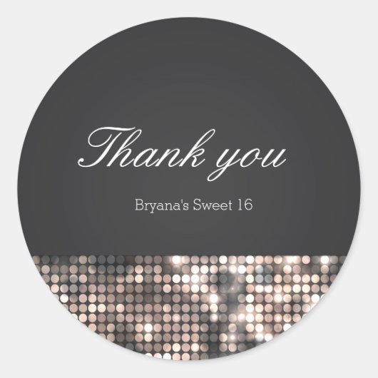 Sparkle Sequins Glam Zwart Bruiloft Favor Stickers (Voorkant)