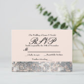 Sparkle Sequins Glamour Wedding RSVP Kaart (Staand voorkant)