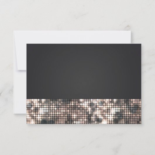 Sparkle Sequins Glamour Zwart Bruiloft RSVP Kaart (Achterkant)