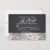 Sparkle Sequins Glamour Zwart Bruiloft RSVP Kaart (Voorkant)
