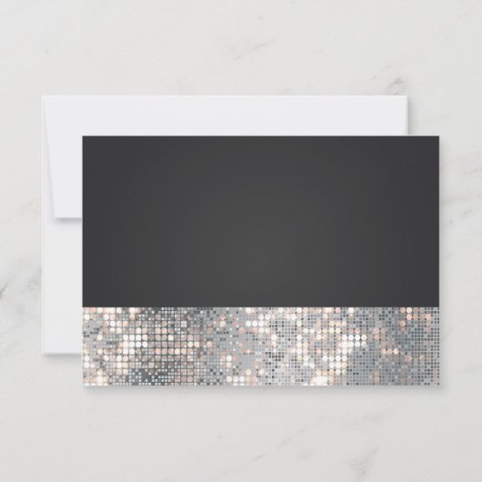 Sparkle Sequins Glamour Zwart Bruiloft RSVP Kaart (Achterkant)