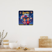 Sparkle & Shine 4e feestelijke Poster Print (Keuken)