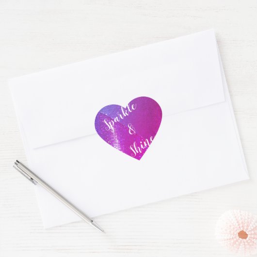 Sparkle & Shine Custom Paarse Hart Sticker (Envelop)