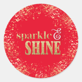 Sparkle Shine Gold typografie Confetti Vakantie Ro Ronde Sticker