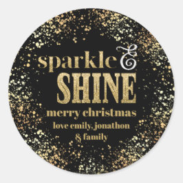 Sparkle Shine Gold-typografie Vroege kerst Ronde Sticker
