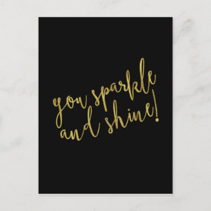 Sparkle Shine Quote Faux Gold Foil Glitter Briefkaart