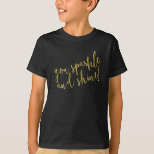 Sparkle Shine Quote Faux Gold Foil Glitter T-shirt