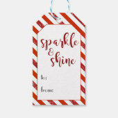Sparkle & Shine Red Glitter Stripes Kerstmis Cadeaulabel (Voorkant)