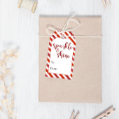 Sparkle & Shine Red Glitter Stripes Kerstmis Cadeaulabel