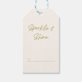 Sparkle & Shine | Witte Goud Calligrafie Kerstmis Cadeaulabel