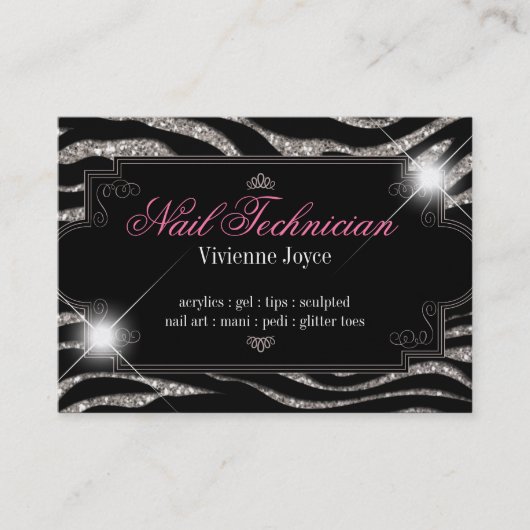 Sparkle & Shine Zebra: Visitekaartjes (Voorkant)